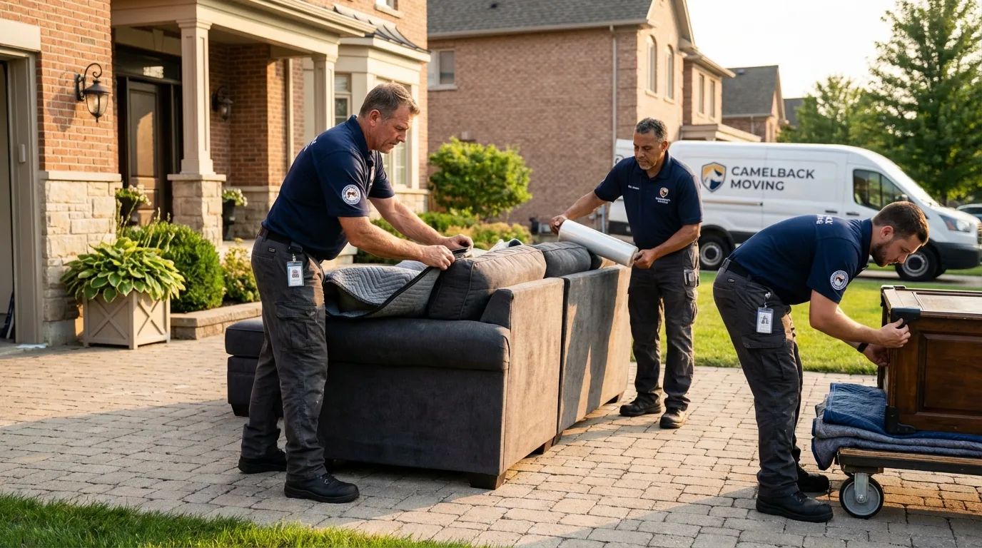 Large estate moving crew wrapping furniture in Noble, OK